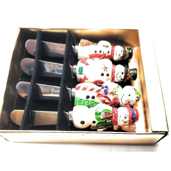 4 Christopher Radko Holiday Snowman Pate Cheese Knives Spreaders entertaining - Picture 3 of 7